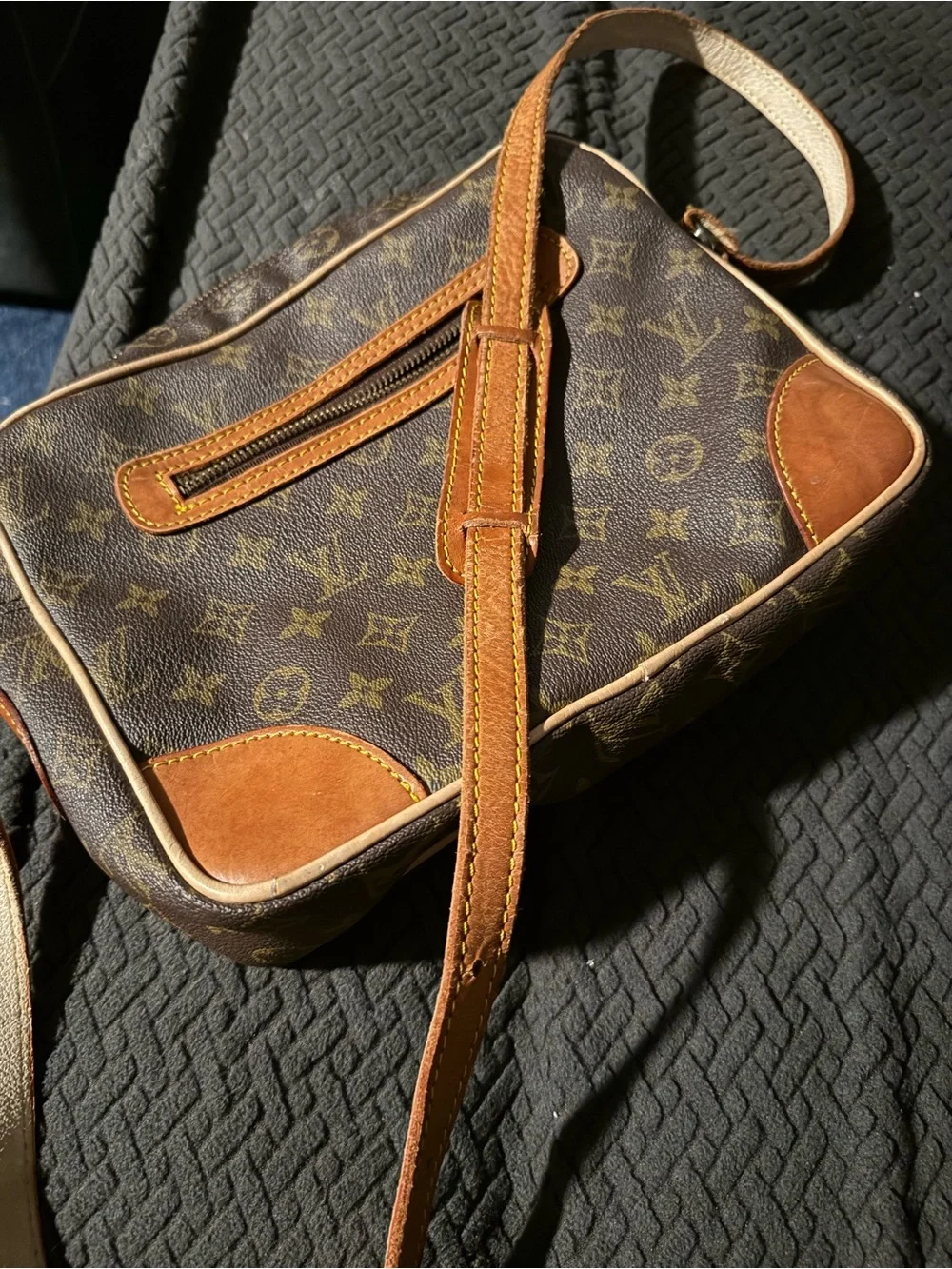 Louis Vuitton Monogram Canvas Messenger Bag with Tan Accents
